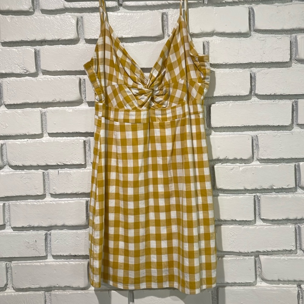 Yellow checkered mini dress